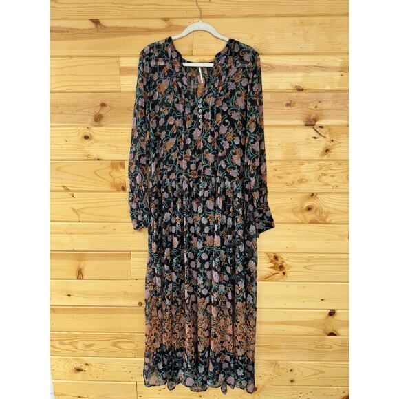 Free People See It Through Maxi Dress Black Combo Size Small - Picture 2 of 7
